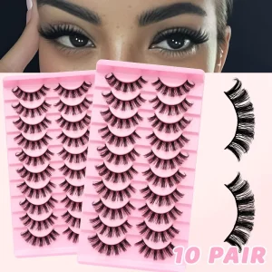 10 Pairs Lash Strips Vegan 3D Faux Mink Lashes Faux Mink Russian Volume Eyelashes