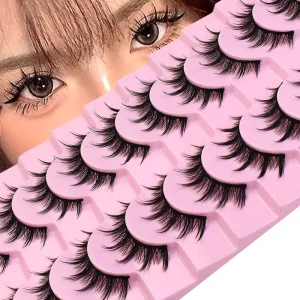 10 Pairs Manga Lashes 009 Demon Volume Curly Black Band Full Strip Cosplay False Eyelashes