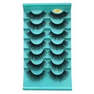 10 Pairs Natural Curl Full Strip Faux Mink Eyelashes Black Cotton Band False Lashes with Model Box