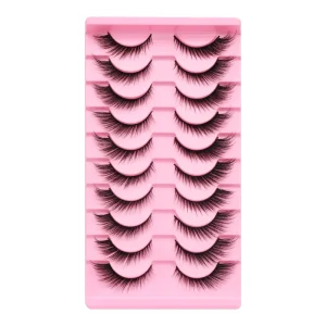 10 Pairs Natural Eyelashes Full Strip False Cat Eye Lashes Kit Faux Mink Lashes Boxes Fake Eyelashes Kit