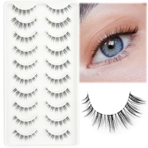 10 Pairs Natural Lashes Vendors Clear Band Full Strip Eyelashes