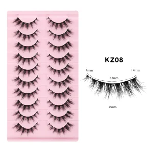 10 Pairs Natural Thick 3D Fluffy Full Strip False Eyelashes Synthetic Fiber Cosmetics Eyelashes Cruelty free