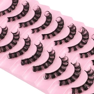 10 Pairs Natural Thick False Eyelashes Set Handmade Synthetic Mixed Length Curling Full Strip Eyelashes