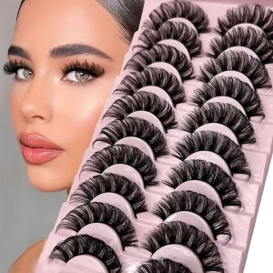 10 Pairs Natural Volume DD Curl Beauty Fluffy Faux Mink Eyelash ddcurl Fluffy 15 25MM Lashes Wispy Russian Strip Eyelashes
