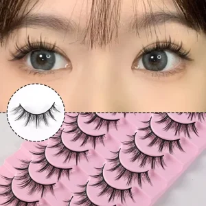 10 Pairs Pack Bulk Strip Lashes Faux Mink False Eyelashes Fluffy Wispy Short Light Volume Natural Cat Eye Cruelty Free Lash Sets