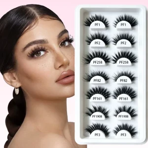 10 Pairs Package Factory Price Hand Made Synthetic Hair Eyelashes Vegan Fluffy Full Strip Eyelashes Supplier