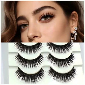 10 Pairs Plant Fiber Reusable Mixed Thickness Handmade Black Cotton Stalk Band Polished Tip Eyelashes Full Strip Eyelashes