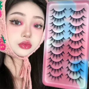 10 Pairs Reusable 3D Thick False Eyelashes Dramatic Durable and Long Lasting Fits the Eyes Natural Strip Lashes