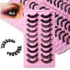 10 Pairs Russian Naturel Eyelash Extensions Full Strip Eyelashes Russian Strip Lash Faux Mink DD Curl Lashes