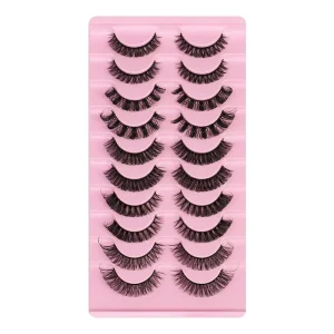 10 Pairs Russian Strip Lashes Eyelashes Natural Wispy False Lashes Soft Eye Makeup Extensions for Daily Wear Party and Dating