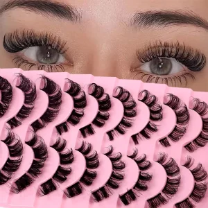 10 Pairs Set Russian Volume Segmented False Eyelashes Dramatic Curled and Thick Style Eyelashes DIY Eyelash Extension