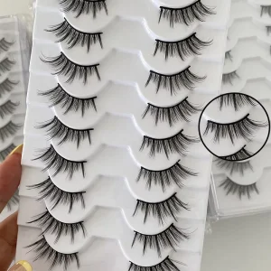 10 Pairs Strip Lashes Natural Half 3D Thick Volume Lashes Premium Soft Handmade Lashes