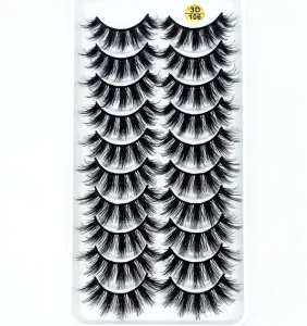 10 Pairs Synthetic Fiber False Eyelashes 3D Silk Lashes Faux Mink Eyelashes Private Label 3D101 3D136