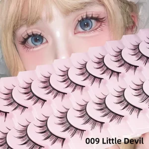 10 Pairs Thick Hard Stem Devil Style False Eyelashes Motherly Effect Suitable for Puffy Eyes