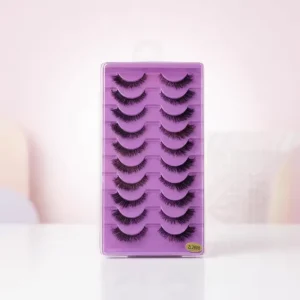 10 Pairs Wispy Flared Synthetic Hair False Eyelashes Full Strip Lashes Black Cotton Stalk Volume Spiky Dramatic Look