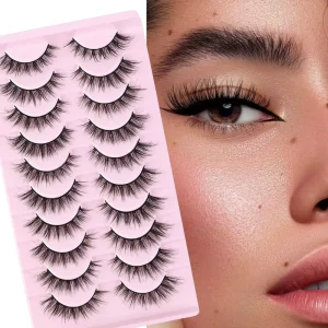 10 Pairs Wispy Short Lashes 3d Mink Faux Lashes Natural Long Eyelashes Extension Make up Soft Fake Eyelashes