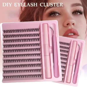 10 Row 40P Cluster Lash Kit Handmade Volume Eyelash Extensions for Makeup Cluster Fans Individual Lash Box with Tools