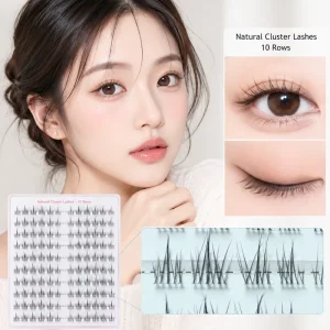 10 Row Natural Cluster Lashes Lightweight DIY Extensions Soft False Lashes for Daily Wear
