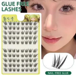 10 Rows No Glue Need Self adhesive Cluster Lashes False Eyelashes Handmade DIY Individual Lash Volume Eyelash Extension Kit