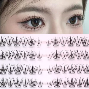 10-row Black Brown Glue Free Eyelashes 3D Fluffy Style Mixed Length Press on Lashes Long Lasting 7-15 Days Custom Logo No Glue