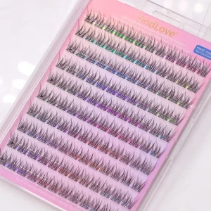 10 row Pre Glued Cluster Lashes Long Lasting 3 7 Days Mix Length 3D Natural Long Style No Glue Needed Press on Lashes
