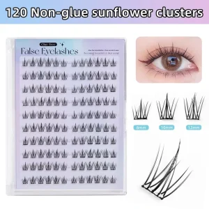 100 Clusters Glueless Trio Lash Clusters Mix Length Self Adhesive Segmented Individual False Eyelashes DIY
