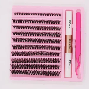 100% Handmade DIY Eyelash Extensions Kit Pre Cut False Eyelash Sets with Bond&Seal Technology