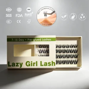 100% Handmade Diy Press Lashes No Glue Pre Glued Cluster Lashes Extension Self Adhesive Eyelashes Clusters Silk 3D