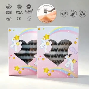 100% Handmade Natural Wispy Faux Mink Pre Glued Cluster Lashes Press Self Adhesive Waterproof 3D Effect Eyelashes