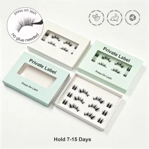 100% Handmade Pre-Glued Strip Lash 3-10 Day Long Lasting Wispy Fluffy Lash Custom Vegan Press on Strip Lashes