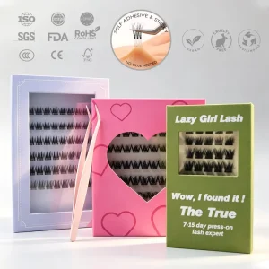 100 Handmade Press Lashes Natural Wispy Waterproof Cruelty Free 3D Effect DIY Lash Clusters Pre glued Self Adhesive Lashes 7 15