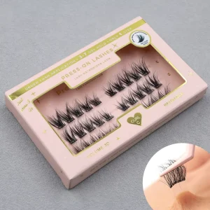 100% Handmade Press On Lashes Cotton Band Self Adhesive Reusable Custom Logo Option Cruelty Free Eyelash Waterproof