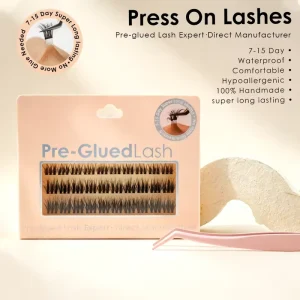 100% Handmade Press on Lashes Waterproof Long Lasting DIY Extension Wispy Fluffy Eyelashes No Glue Needed Self adhesive Lash