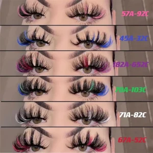 100% Handmade Private Label Colorful Mink Eyelashes Real 3d Mink Fur Dramatic Colored Strip Cotton Band Luxury Thick