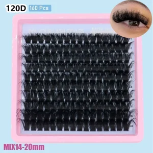 100D 120D 200D Dramatic Fluffy Lash Clusters Thick Long Black Individual Volume Eyelashes