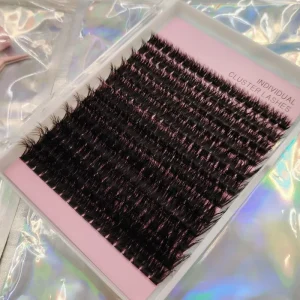 100D Cluster DIY Segment Lashes Fluffy Soft Mixed Length 14-20mm Natural D Curl