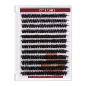 定制徽标 100D DIY簇状睫毛 手工制作 分段式 10毫米 16毫米 蓬松D型卷簇睫毛托盘