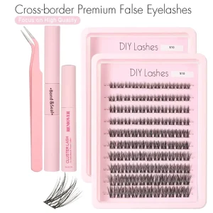 100PCS Camellia Cluster Lashes DIY Eyelash Cluster Kit Wispy Volume False Eyelashes Natural Eye Lashes Thin Band