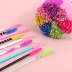 100pcs pot Black S M L Size Micro Lash Comb Cleaner Brush Disposable ODM OEM Crystal Eyebrow Silicone Mascara Brushes