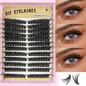 108 Cluster Segmented Synthetic Hair Semi Hand Made 12 Rows Sharp Base False Eyelash DIY Single Cluster Natural Gradient Eyelash