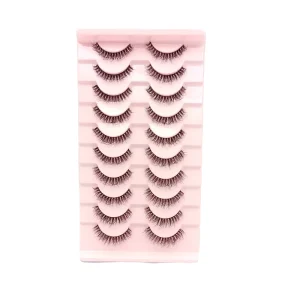10pairs Mink Eyelashes Clear Band Eye Lashes Crisscross Transparent Band False Eyelashes Handmade Dramatic Lashes Upper Lash