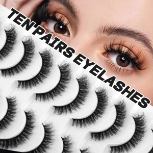 11 15mm Length Wispy Natural C Curl Eyelashes Cruelty Free Lashes for Salon Silk Fiber Faux Mink False Full Strip Eye Lash