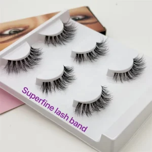 11 19mm Faux Mink Clear Band Lashes Natural Look Vegan 3D Effect Reusable Cruelty Free Wispy Light Lash