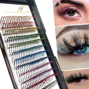 11 Headseartificial Flowerividuarose Whitelabel Color Eyelashes Glitter Lashes Eyelash Extension Synthetic Silk Colorful Trays