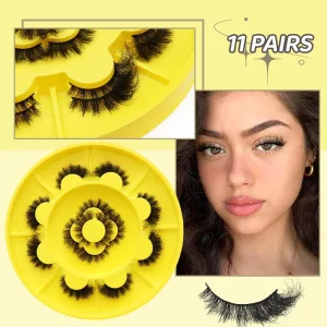11 Pairs Faux Mink Eyelashes Crisscross Fluffy Lashes Full Strip Lashes Dramatic Volume False Eyelashes Soft Comfortable Lash
