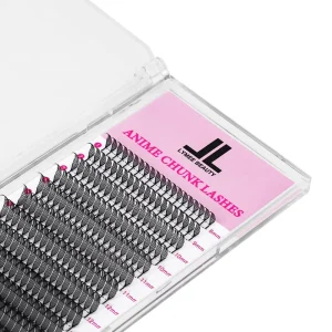 12-Row Premade Anime Chunk Individual Faux Mink Eyelashes Natural Long 8-15MM Lash Map Extension Trays