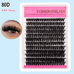 12-Row Segmented False Eyelashes, 160D 120D 100D 80D 60D, Thick Curled, 10-20mm Mixed Length