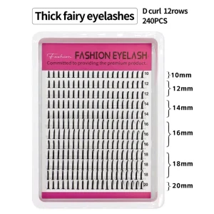 12 Rows 10-20mm Mixed Spike DIY Clusters New Packing Strong Adhesive Eyelashes Extension Soft Fiber Thick Fairy Lightweight Lash