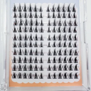 12 Rows Eyelashes Natural Look Clear Fox Eye Lashes Wispy False Band 20mm 3D Synthetic Hair Handmade Cat Eye Spiky