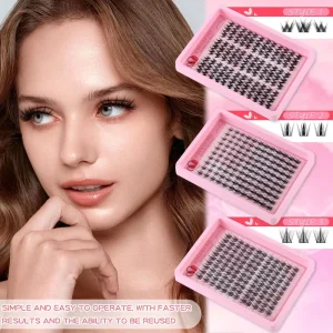 12 Rows Individual Cluster False Eyelashes C Curl Thin Band Lash Kit Natural Daily Manga Spike Wheat Ear Lash Extensions